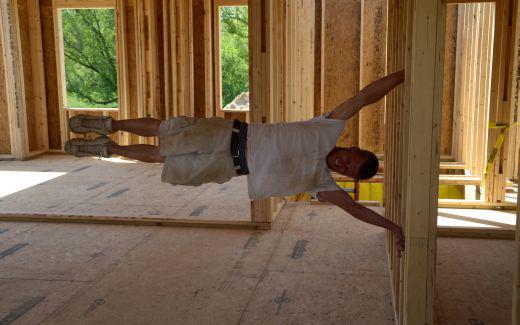 Matt making sure walls are vertical