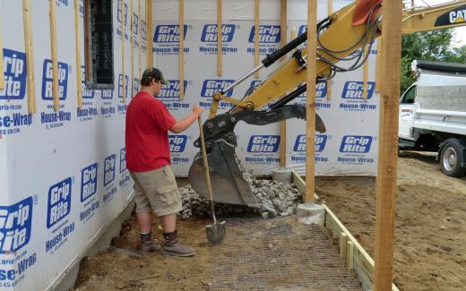 Gravel beneath porch