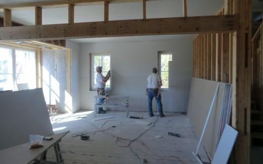 Drywalling family room