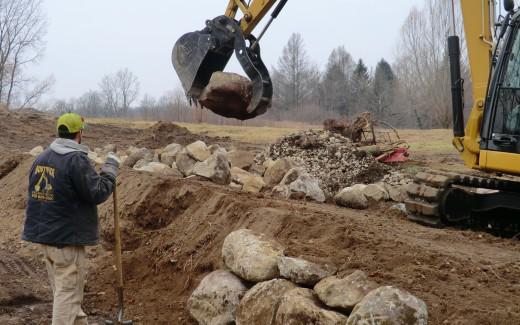 Rock-lined berm