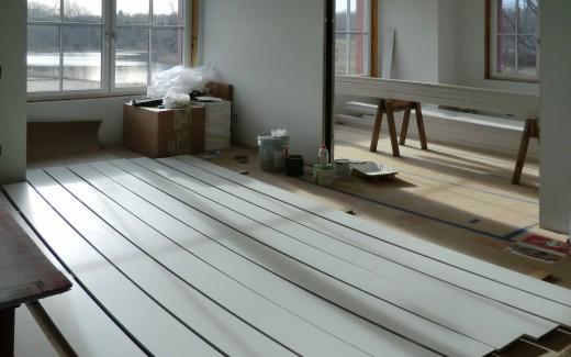 Painting window trim in kitchen