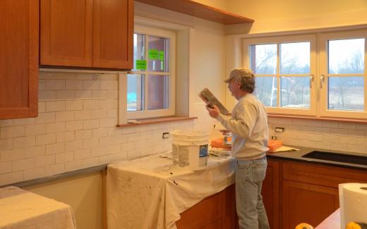 Bob working on kitchen back splash