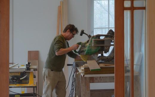 Larry sawing stair tread