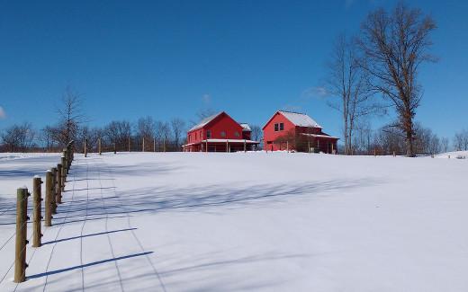 Snow, fence, shadows