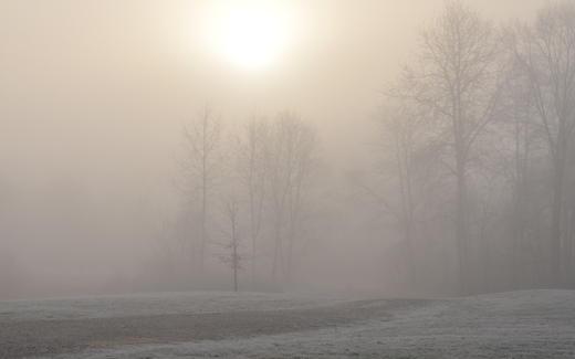 Sunrise, haze, frost